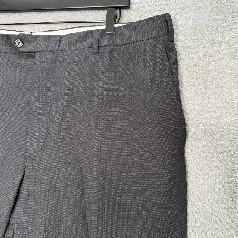 Santorelli 42x30 Romeo Mens Dress Pants 100% Wool Gray Check Italy Made Straight